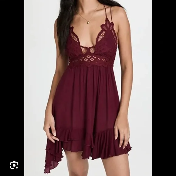 fitted lace wedding dress Free People Adella Lace Maxi Dress in Purple